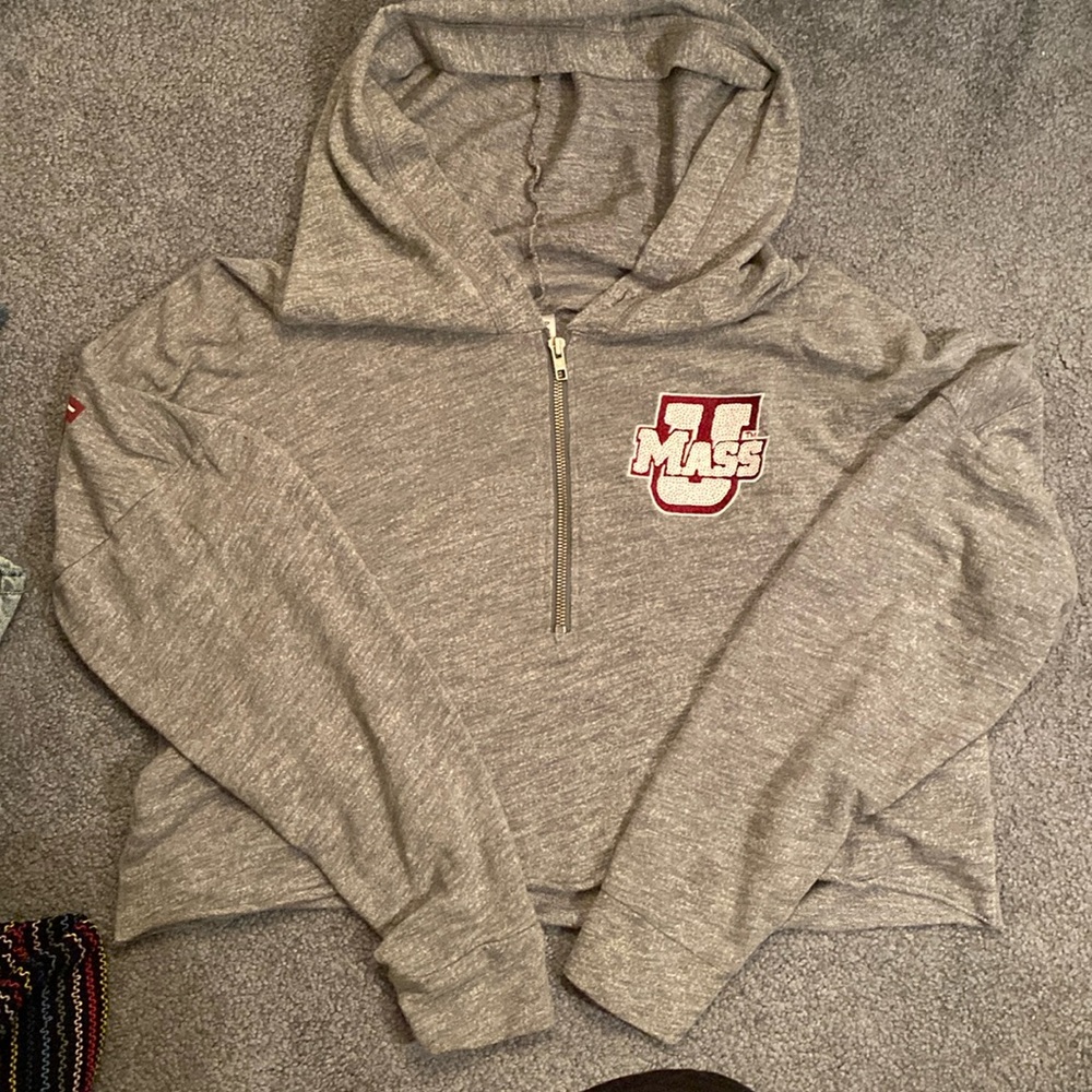 UMASS vintage zip crop sweatshirt